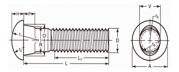 ASME B18.10 Elliptical Neck Track Bolts