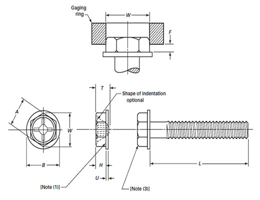 ASME B18.6.3 Type 1 Cross Recessed Indented Hex Washer Head Machine Screws