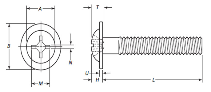 ASME B18.6.3 Type 1 Cross Recessed Round Washer Head Machine Screws