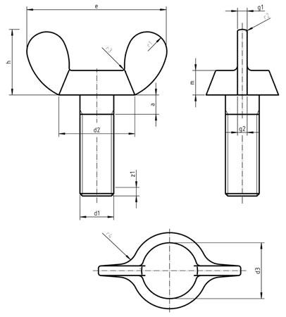 DIN 316 A Wing screws with rectangular wings