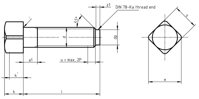 Square Head Bolts With Short Dog Point