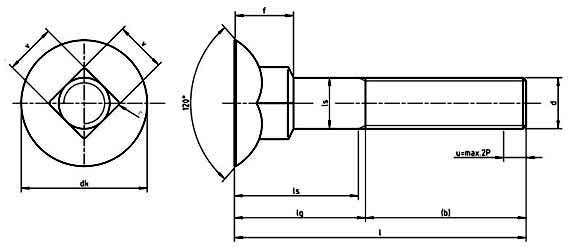 DIN 608 Flat countersunk square neck bolts