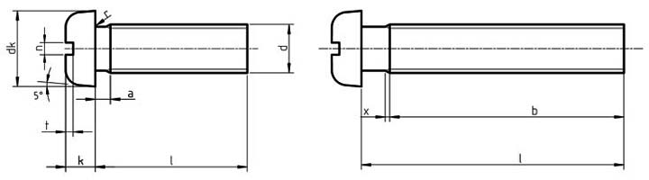 DIN 85 Slotted Pan Head Screw Drawing