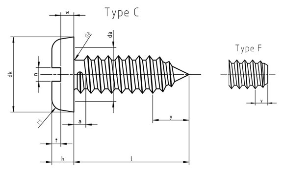 ISO 1481 : Slotted Pan Head Tapping Screws